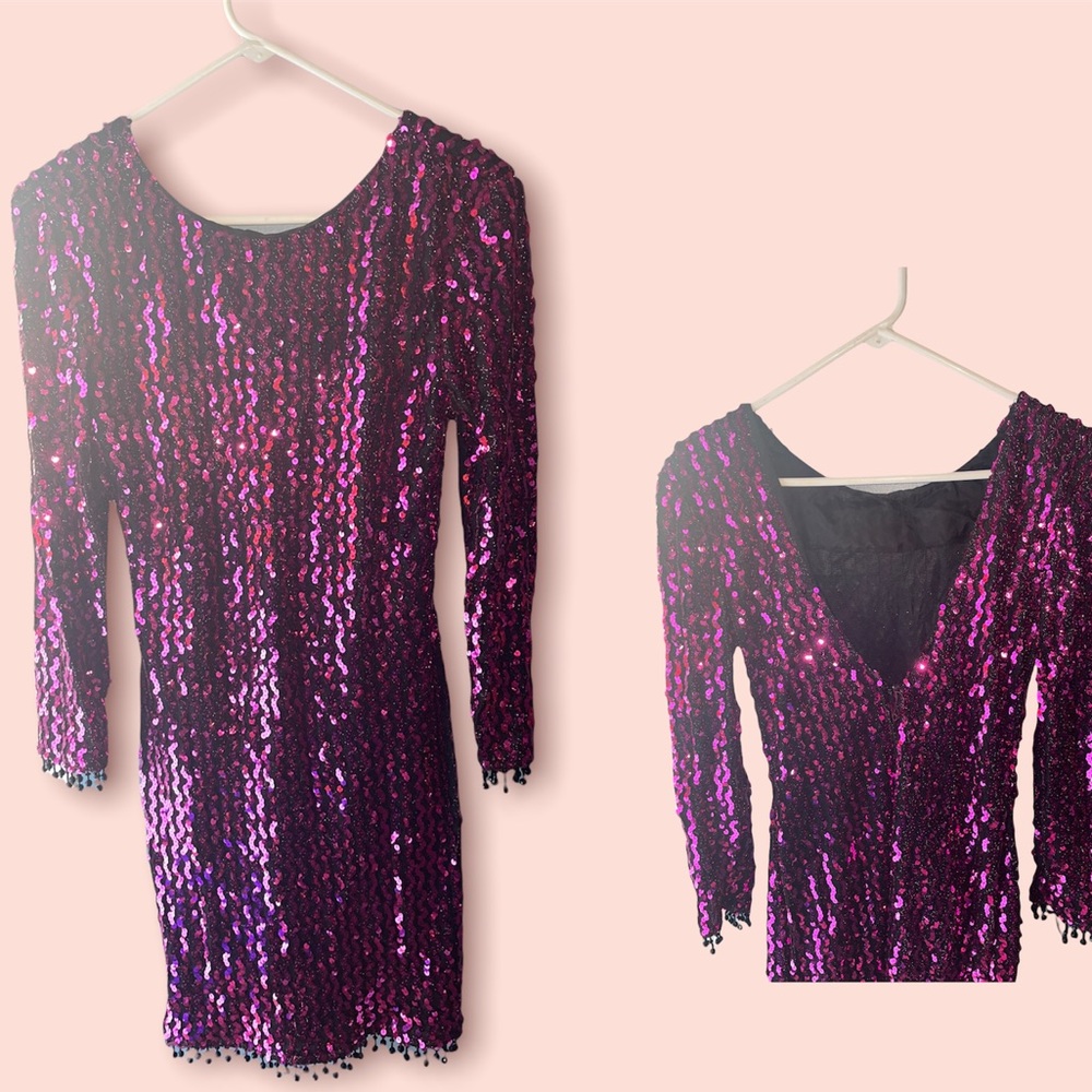 Vintage jarrods purple sequin dress
